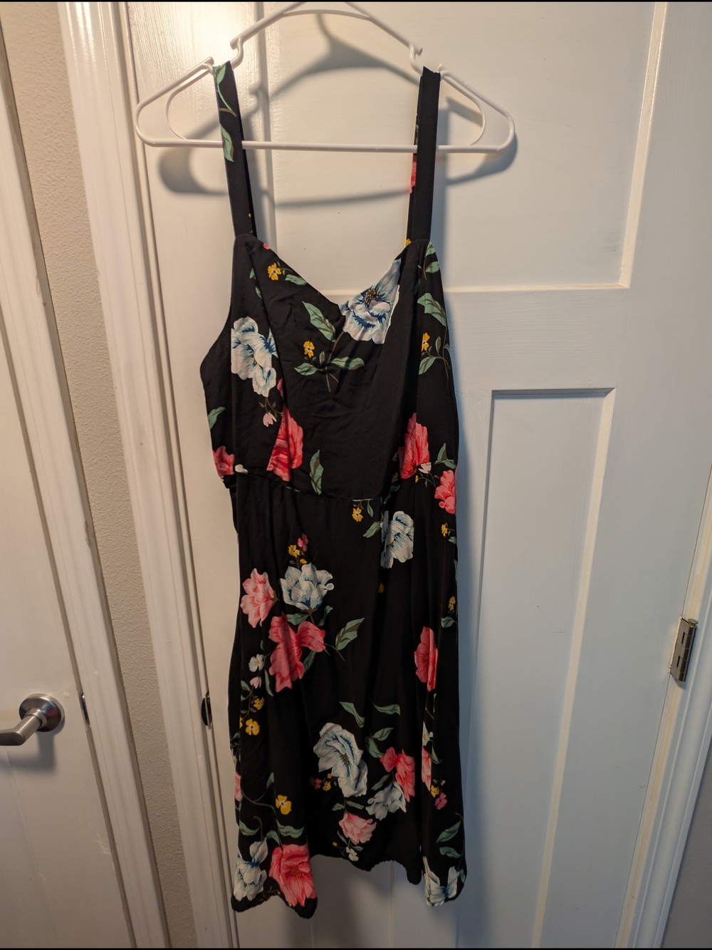 Black Floral Sundress with Pink & White Blooms